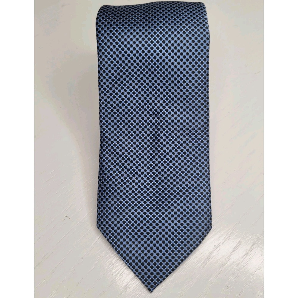 Izod Silk Tie Print Gray-Silver Blue Geometric
